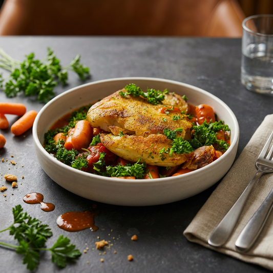 Würstchengulasch mit Smashed Potatoes
