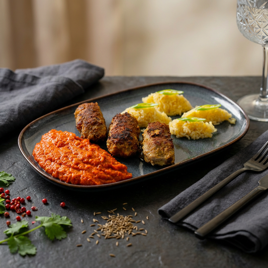 Cevapcici mit Ayvar und Reis